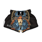 Native American Wolf Girl Print Muay Thai Boxing Shorts