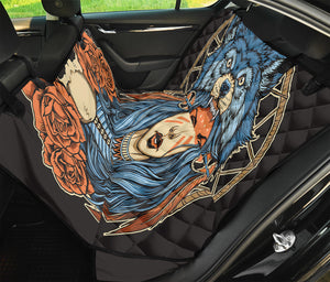 Native American Wolf Girl Print Pet Car Back Seat Cover