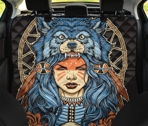 Native American Wolf Girl Print Pet Car Back Seat Cover