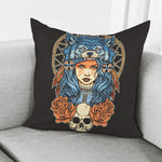 Native American Wolf Girl Print Pillow Cover