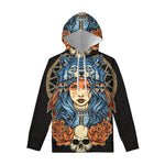 Native American Wolf Girl Print Pullover Hoodie