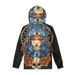 Native American Wolf Girl Print Pullover Hoodie