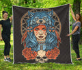 Native American Wolf Girl Print Quilt