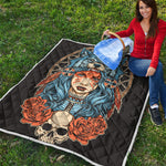 Native American Wolf Girl Print Quilt