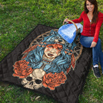 Native American Wolf Girl Print Quilt