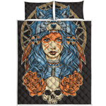 Native American Wolf Girl Print Quilt Bed Set
