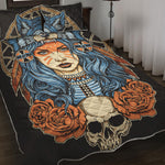 Native American Wolf Girl Print Quilt Bed Set