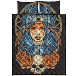 Native American Wolf Girl Print Quilt Bed Set