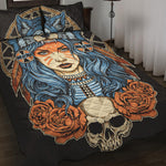 Native American Wolf Girl Print Quilt Bed Set