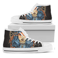 Native American Wolf Girl Print White High Top Sneakers