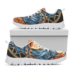 Native American Wolf Girl Print White Sneakers