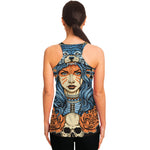 Native American Wolf Girl Print Women's Racerback Tank Top