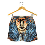 Native American Wolf Girl Print Women's Shorts