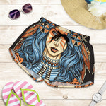 Native American Wolf Girl Print Women's Shorts