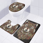 Native American Wolf Spirit Animal Print 3 Piece Bath Mat Set