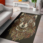 Native American Wolf Spirit Animal Print Area Rug