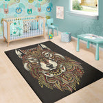 Native American Wolf Spirit Animal Print Area Rug