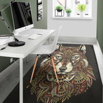 Native American Wolf Spirit Animal Print Area Rug