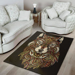 Native American Wolf Spirit Animal Print Area Rug