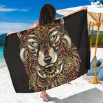 Native American Wolf Spirit Animal Print Beach Sarong Wrap