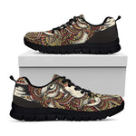 Native American Wolf Spirit Animal Print Black Sneakers