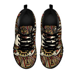 Native American Wolf Spirit Animal Print Black Sneakers