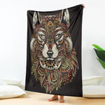 Native American Wolf Spirit Animal Print Blanket