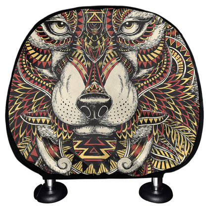Native American Wolf Spirit Animal Print Car Headrest Covers