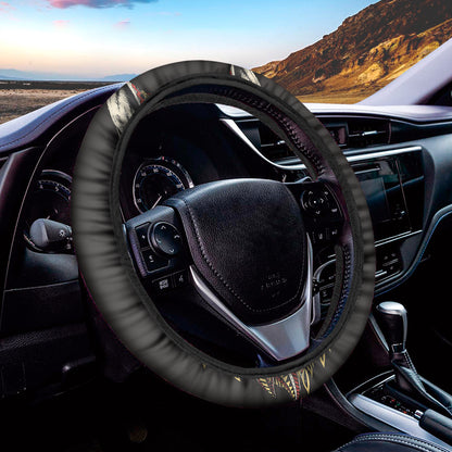 Native American Wolf Spirit Animal Print Car Steering Wheel Cover