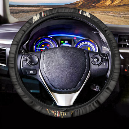 Native American Wolf Spirit Animal Print Car Steering Wheel Cover