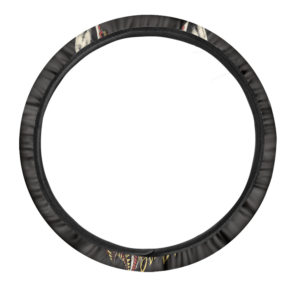 Native American Wolf Spirit Animal Print Car Steering Wheel Cover