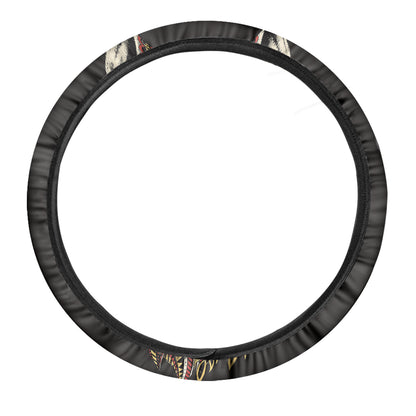 Native American Wolf Spirit Animal Print Car Steering Wheel Cover