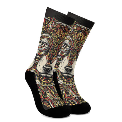 Native American Wolf Spirit Animal Print Crew Socks