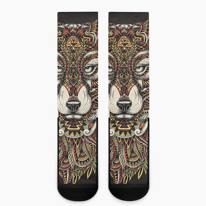 Native American Wolf Spirit Animal Print Crew Socks