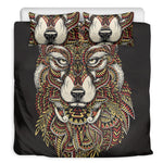 Native American Wolf Spirit Animal Print Duvet Cover Bedding Set