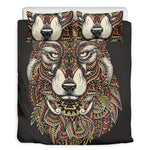 Native American Wolf Spirit Animal Print Duvet Cover Bedding Set