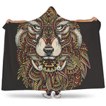 Native American Wolf Spirit Animal Print Hooded Blanket