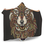 Native American Wolf Spirit Animal Print Hooded Blanket