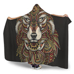 Native American Wolf Spirit Animal Print Hooded Blanket