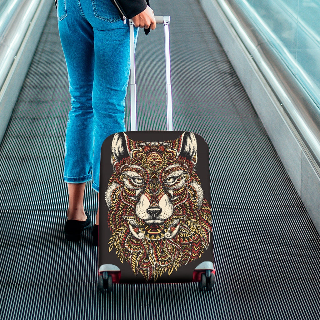 Native American Wolf Spirit Animal Print Luggage Cover