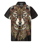 Native American Wolf Spirit Animal Print Men's Short Sleeve Shirt