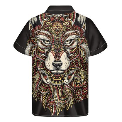 Native American Wolf Spirit Animal Print Men's Short Sleeve Shirt