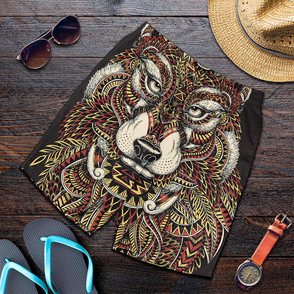 Native American Wolf Spirit Animal Print Men's Shorts