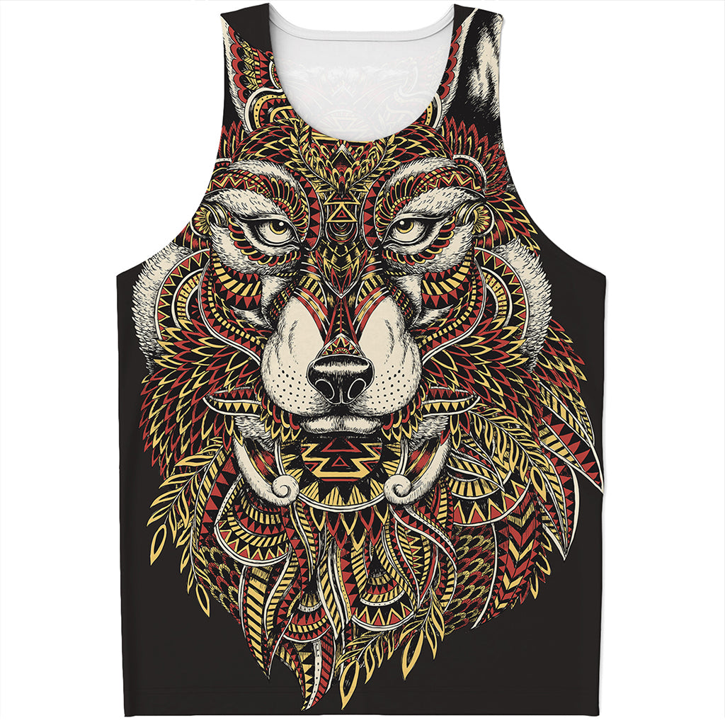 Native American Wolf Spirit Animal Print Men's Tank Top