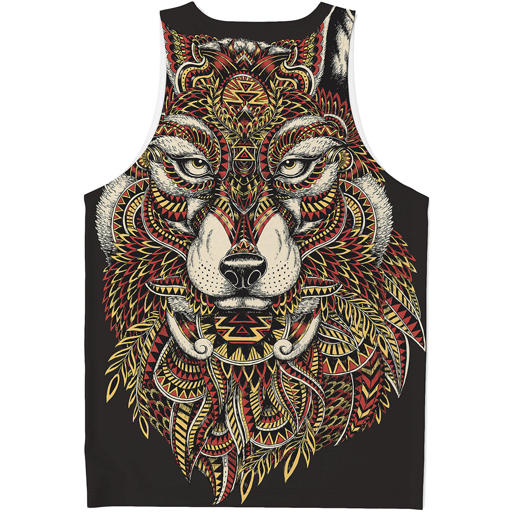 Native American Wolf Spirit Animal Print Men's Tank Top