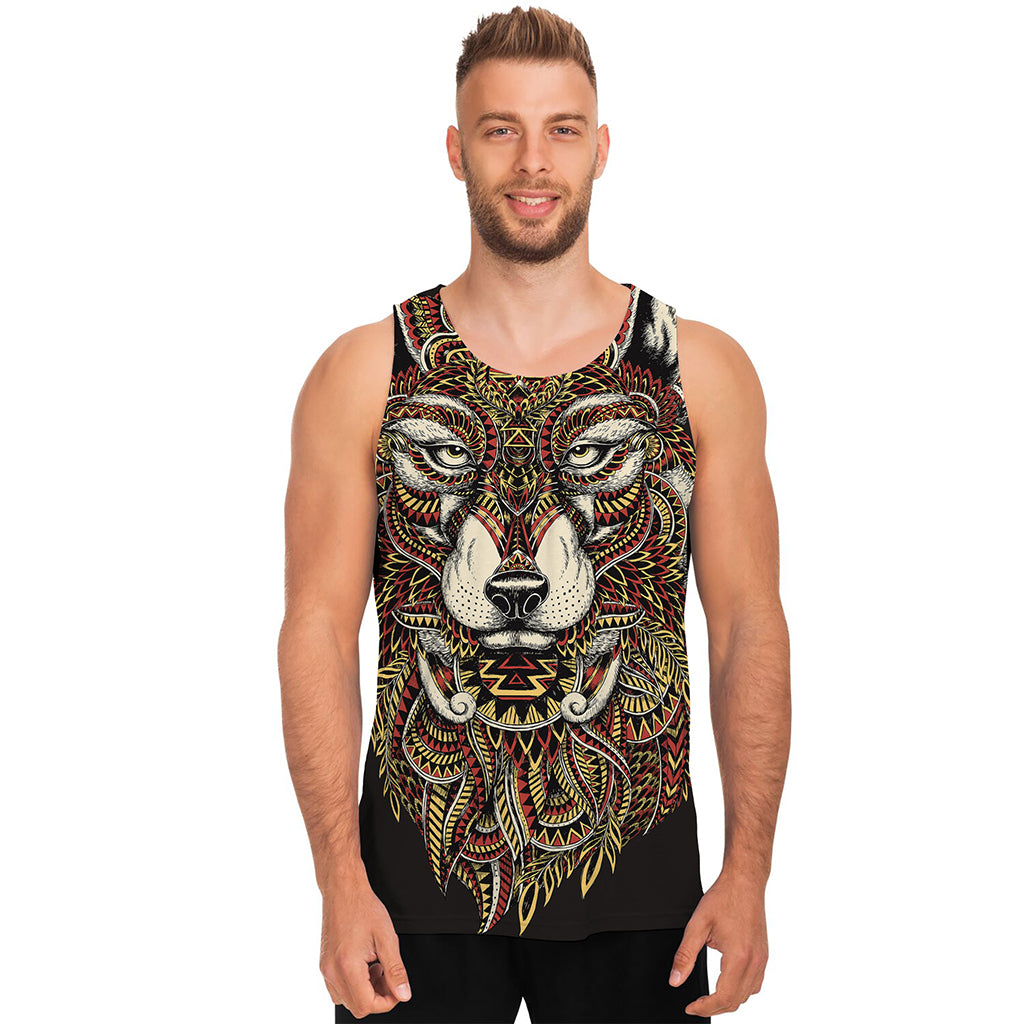 Native American Wolf Spirit Animal Print Men's Tank Top