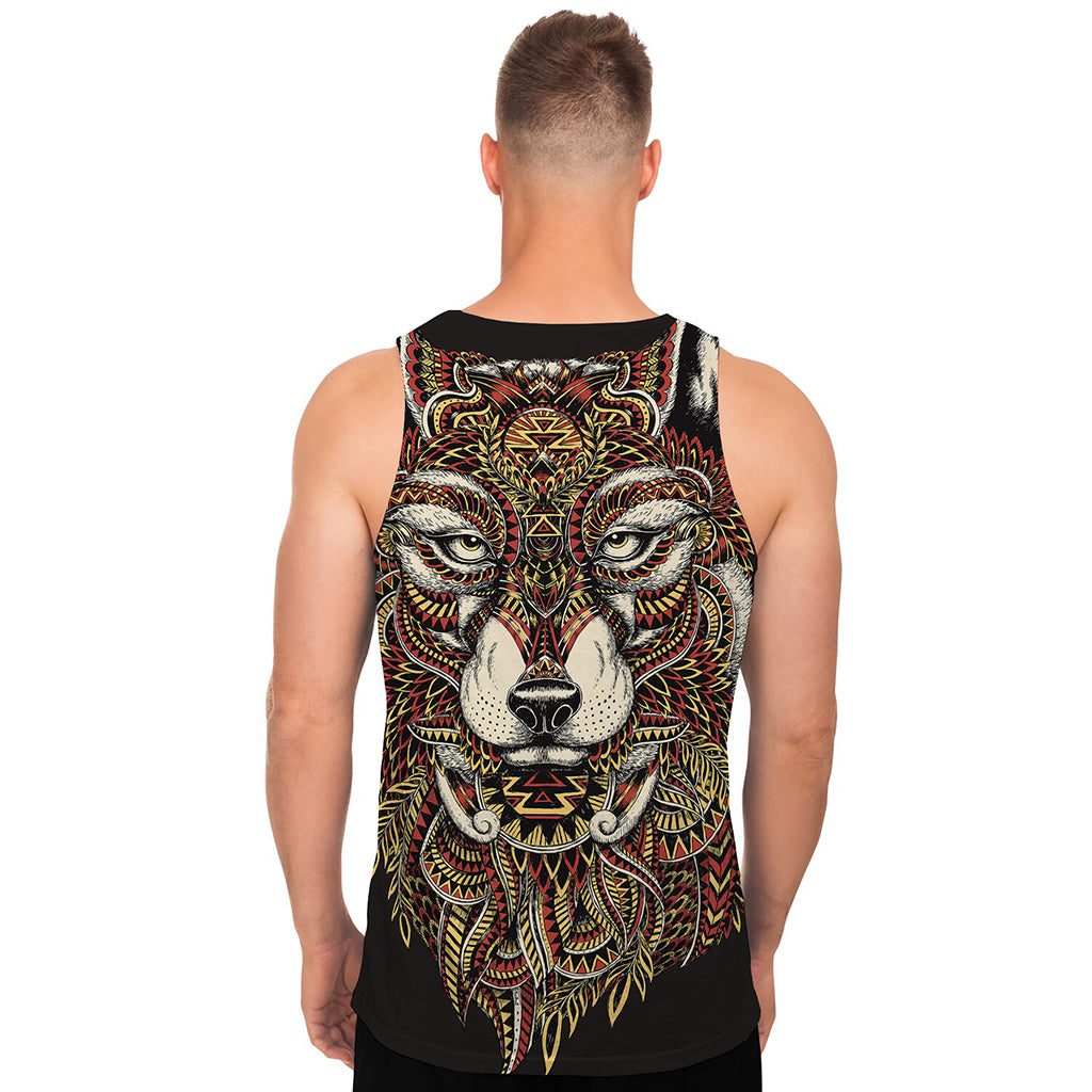 Native American Wolf Spirit Animal Print Men's Tank Top