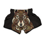Native American Wolf Spirit Animal Print Muay Thai Boxing Shorts