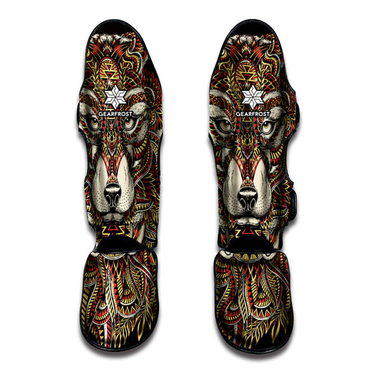Native American Wolf Spirit Animal Print Muay Thai Shin Guard