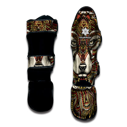 Native American Wolf Spirit Animal Print Muay Thai Shin Guard